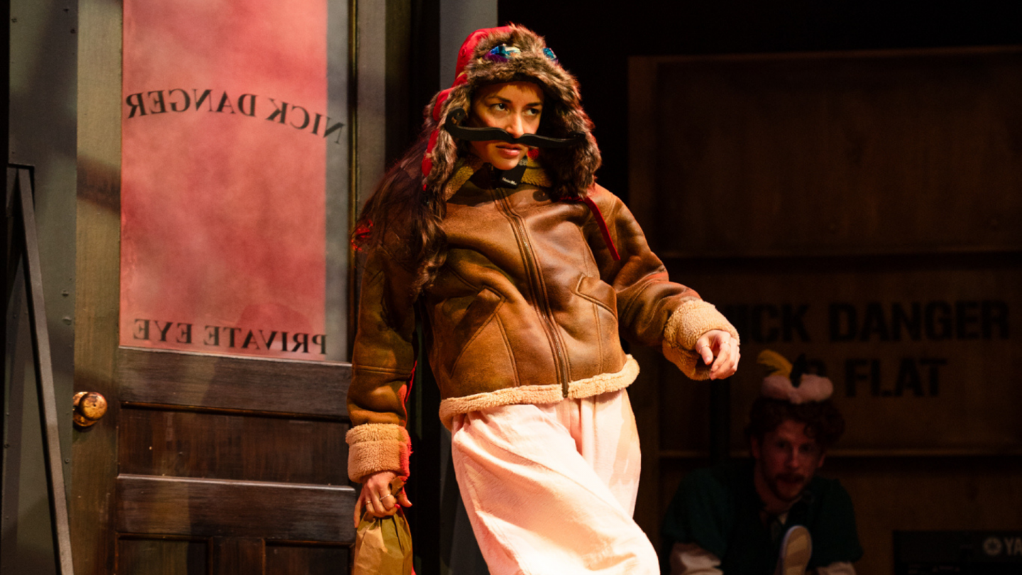 Nick Danger archive 5 In a scene from Nick Danger, Third Eye, Rocky Rococo swaggers into the scene, wearing a large fake mustache and carrying a brown paper sack.